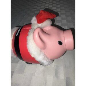 Rare Old Navy Christmas Santa Hat Plastic Pink Piggy Bank Screw Nose Cap